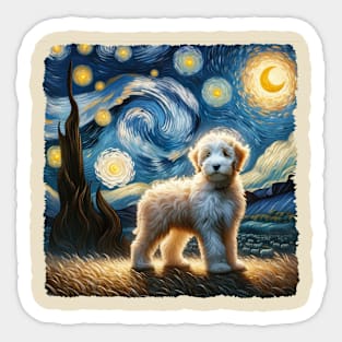 Starry Old English Sheepdog Portrait - Dog Portrait Sticker